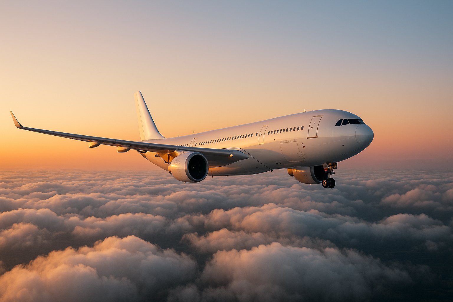 Airliner über Wolken – Golden Hour